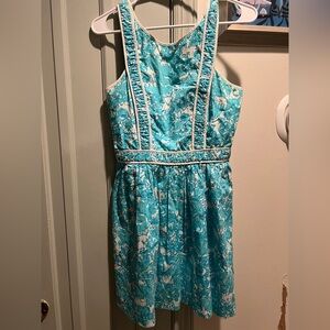 Lilly Pulitzer Turquoise and White Floral Dress